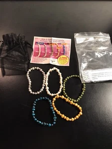Freshwater Pearl Stretch Bracelets Set Of 5 New - Picture 1 of 6