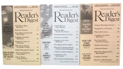 Reader's Digest Magazines June July August 1993 Large Print Vintage - Image 1 of 4