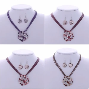 Catena in corda moda donna con ciondolo in lega collana e orecchini set gioielli  - Foto 1 di 34