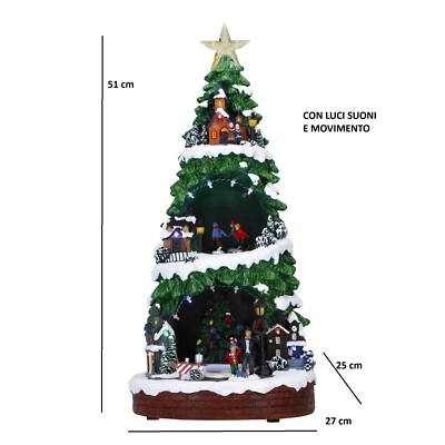 VILLAGGIO NATALIZIO NATALE ALBERO DI NATALE CON MOVIMENTO LUCI A LED 51 CM - Immagine 1 di 4