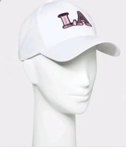 Women's Stylish Embroidered L.A. Baseball Hat - Wild Fable - White and Pink NWT - Picture 1 of 2