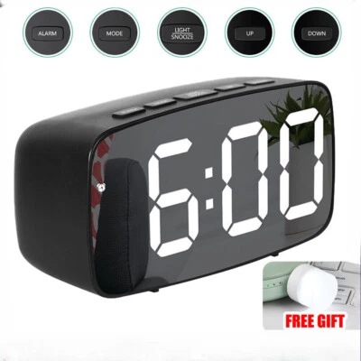Digital Alarm Clock Mains Powered Large Night Light Bedside Alarm Non Ticking - Image 1 of 4