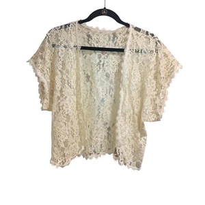 Cárdigan Coqueta Vintage Shadowline Mujer Beige Romántico Encaje Frente Abierto M - Imagen 1 de 6
