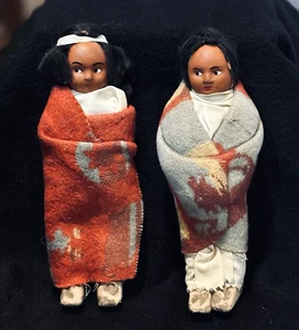 American Indian Skookum Pair of Hand Made 7" Dolls - Picture 1 of 4
