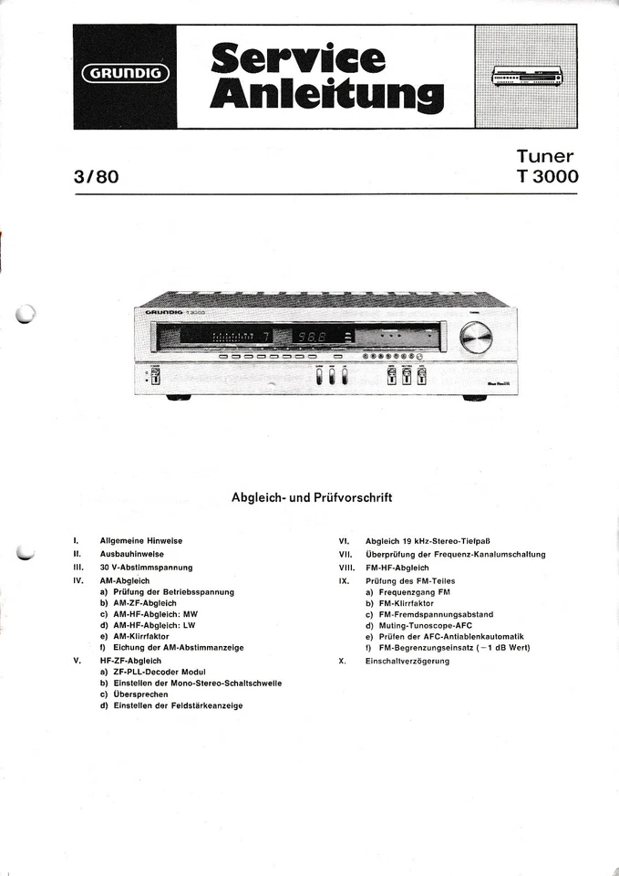 Manual de servicio Instrucciones para Grundig T 3000 Foto 1 de 1