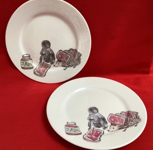 2 MELLOR WARE ~ TIERE BEIM FRÜHSTÜCK ~ IGEL MAULWURF TOAST & MARMELADE ~ 8 1/2" TELLER - Bild 1 von 6