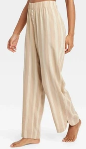 Stars Above Damen-Pyjamahose hellbraun gestreift Leinenmischung Gr. M Medium elastischer Bund - Bild 1 von 15