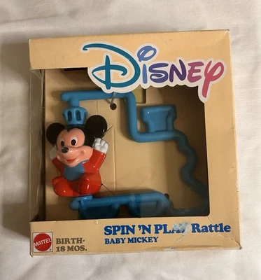 Vintage 1998 Disney Mickey Mouse Spin ‘N Play Azul Chocalho - Nascimento - 18MO NOS - Imagem 1 de 4