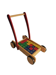 John Lewis Vintage Style Wooden Baby Walker & Blocks  49x47x30cm    E24  G823 - Picture 1 of 10