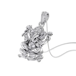 Sterling Silver (92.5% purity) God Ganesh Pendant for Men & Women - Picture 1 of 2