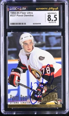 Pavol Demitra Signed 1994-95 Fleer Ultra Card #337 Senators CGC 8.5 JSA 10 Auto - Image 1 of 2