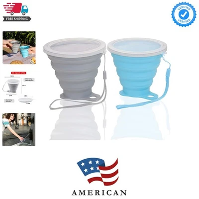 Juego de tazas de viaje de silicona aisladas - Plegables, paquete de 2, perfectas para exteriores Foto 1 de 4