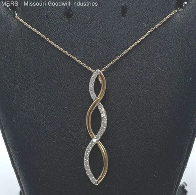 Colgante Gota Infinita Diamante Oro Multicolor 18" 10K con Collar Cadena - 1.56g Foto 1 de 4