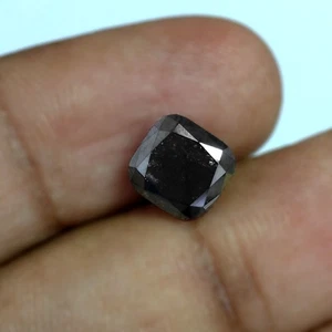 3.03cts Double sided Cushion Rose cut Fancy Jet Black Natural Loose Diamonds - Picture 1 of 4