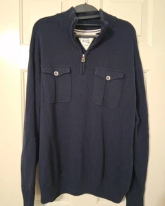 WETTERFESTER VINTAGE Herren Gr. XL Navy 1/4 Zip Pullover 2 Taschen - Bild 1 von 6