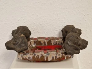 Antiker Unikat Keramik Aschenbecher Mit Windhunde- 70er - Bild 1 von 24