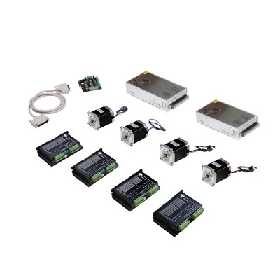 4Axis Nema23 Stepper Motor 23HS8430 270oz-in 4leads&Driver DM542A CNC Router Kit - Image 1 of 4