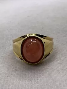 BEAUTIFUL Solid 17K Yellow Gold 2.29CTW Rose Quartz Dome Style Ladies Ring 5.7gr - Picture 1 of 12