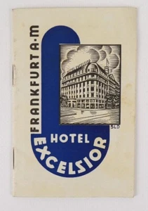 Francoforte sul Meno Hotel Excelsior cartolina d'identità vecchio libretto - Foto 1 di 3