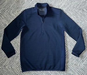 Under Armour Golf Mens Ribbed 1/4 Zip Pullover Jacket Blue Coldgear Sz Small EUC - Picture 1 of 7
