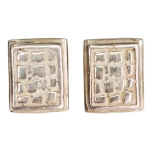 Sterling Silver Rectangular Handcrafted Earrings, 5/8" Long - Picture 1 of 6