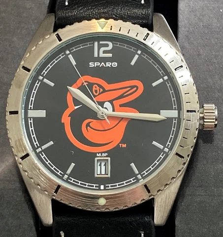 New Baltimore Orioles Sparo Guard Style Men's Sports Watch Black Leather Band Cover