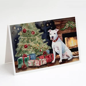 White Pit Bull Terrier Christmas Greeting Cards Envelopes Pack of 8 DAC1226GCA7P - Picture 1 of 3