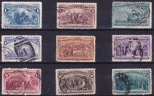 US Scott 230-238 old 1c-15c Columbian Expo U/F-VF CV $150 - Picture 1 of 1