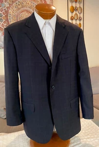 NEW Gian Luca Napoli Isaia Mens Black Plaid 3 Btn 2 Vent Blazer Sz 42 R - Picture 1 of 7