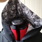 hooded cloak black  With a pattern lined hood  skulls