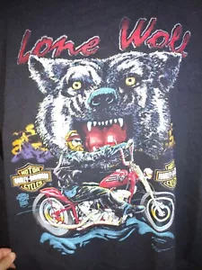 Vintage 90s Harley Davidson Lone Wolf Biker Motorcycle Sweatshirt Approx 2XL - Picture 1 of 12
