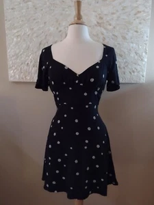 Abound Black Floral Dress Junior Women Size XS Short Sleeve A-Line Dress - Picture 1 of 12