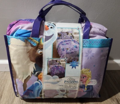 DISNEY OLAF'S FROZEN ADVENTURE REVERSIBLE TWIN 5 PC BED SET + BONUS TOTE - Image 1 of 3
