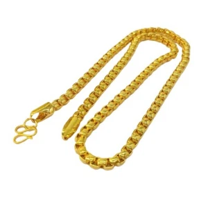 High Quality 24K Yellow Gold Plated Fashion 6mm 24" Cool Box Chains Necklace - Picture 1 of 6