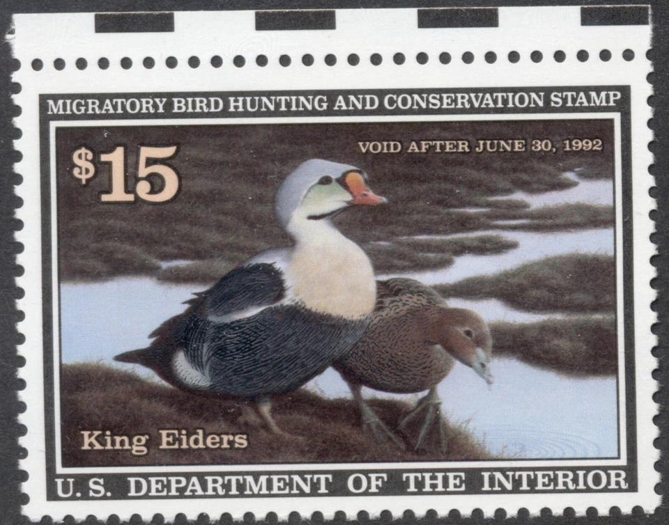 US $15 Federal Migratory bird hunt, RW58, 1991 MNH, XF centering, fresh, bright - Image 1 of 1
