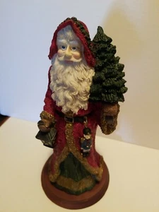 "Figura SANTA Claus con detalle texturizado de árbol hermosos colores 10,5" - Imagen 1 de 4