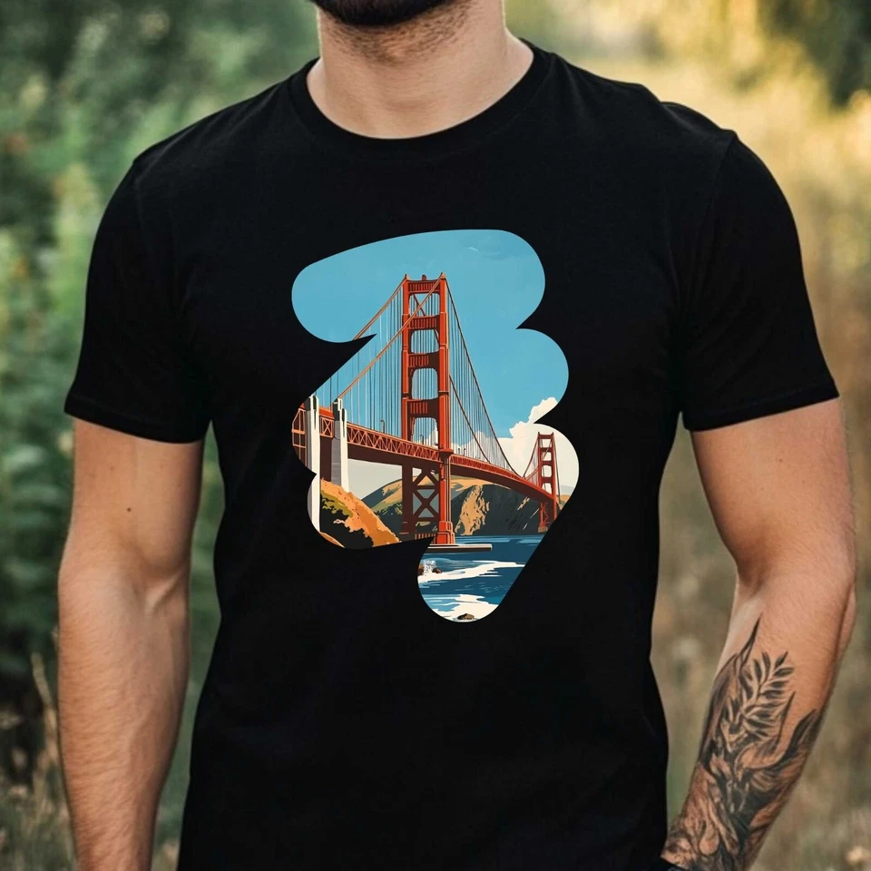Frauen T-Shirt Golden Gate Bridge Motiv Baumwolle Größe S bis 3XL - Bild 1 von 1
