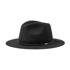 Brixton "Wesley" SU22 Fedora Hat (Black) Wide Brim Wool Felt Leather Band Cap
