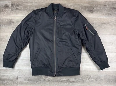 Chaqueta De Colección Abercrombie & Fitch Para Hombres S Negra Suministro Militar Bombardero Vuelo Foto 1 de 4