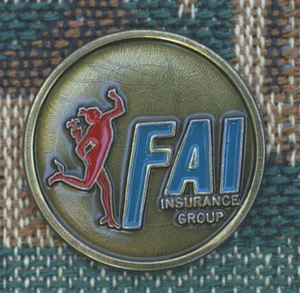 Marcador de pelota de golf de 1" MUY RARO_VINTAGE_ FAI Insurance Group (de Australia) - Imagen 1 de 1