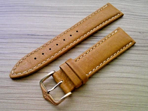 Hirsch Traveller Tan Water Resistant Leather 20mm Watch Strap Gold Buckle - Picture 1 of 6