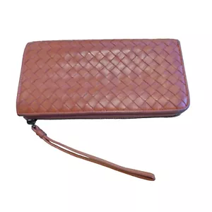 Bottega Veneta Zip long wallet leather orange 244823 used 100% authentic - Picture 1 of 9