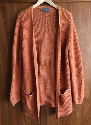 BNWOT Wyse Open Cardigan Size XL Tangerine Orange Pockets Kid Mohair/Merino Wool - Image 1 of 4