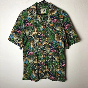 Camisa Hawaiana David’s Wear Para Hombre Mediana Calavera Pin Up Niña Manga Corta Abotonada - Imagen 1 de 7