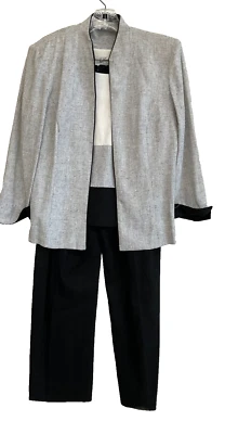 VESTIDO GRANERO 3 PIEZAS PANTALONES NEGROS, BLUSA SIN MANGAS Y CHAQUETA GRIS/NEGRA CON PUÑOS-TALLA 12 Foto 1 de 4