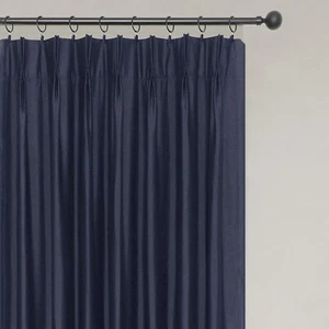 Blackout Pinch Pleat Window Curtain Panels Luxury Silk Drapes for Bedroom wit... - Picture 1 of 6