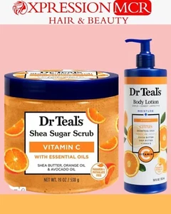 Exfoliante de azúcar Dr Teal's - Loción corporal hidrata piel radiante vitamina C vendedor del Reino Unido - Imagen 1 de 3