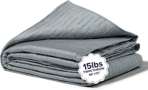 Weighted Cooling Blanket, Twin/Throw (15lbs, Grey) - Cooling Blankets for Hot Sl - Picture 1 of 9