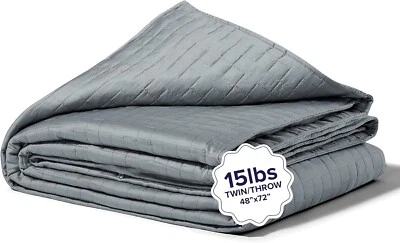 Weighted Cooling Blanket, Twin/Throw (15lbs, Grey) - Cooling Blankets for Hot Sl - Image 1 of 4