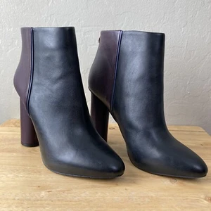 Women’s Cabi Bisset Booties Leather Ankle Black Veno Colorblock Size 10M - Picture 1 of 17